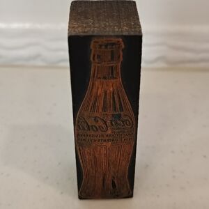 Coca-Cola Copper Stamp Wood Block Vintage APX 3"